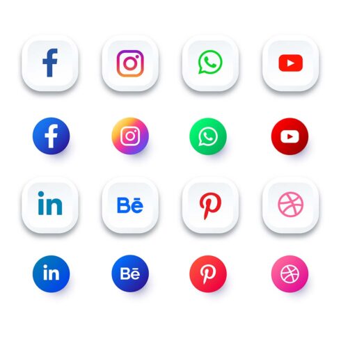 Latest updated social media or social network apps icon set, X, Threads,Instagram, Facebook, YouTube, Tik Tok, Pinterest, WhatsApp, LinkedIn, Telegram, Snapchat, Viber, Twitter, Zoom vector bundle  cover image.