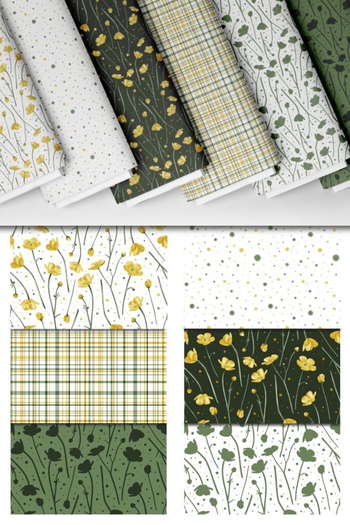 6 seamless buttercup patterns - MasterBundles