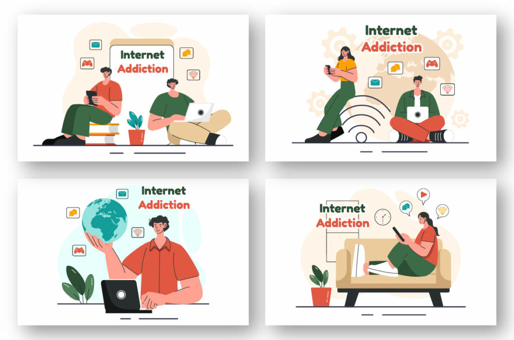 9 Internet Addiction Illustration - MasterBundles