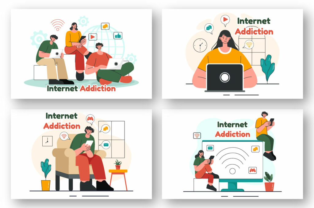 9 Internet Addiction Illustration - MasterBundles