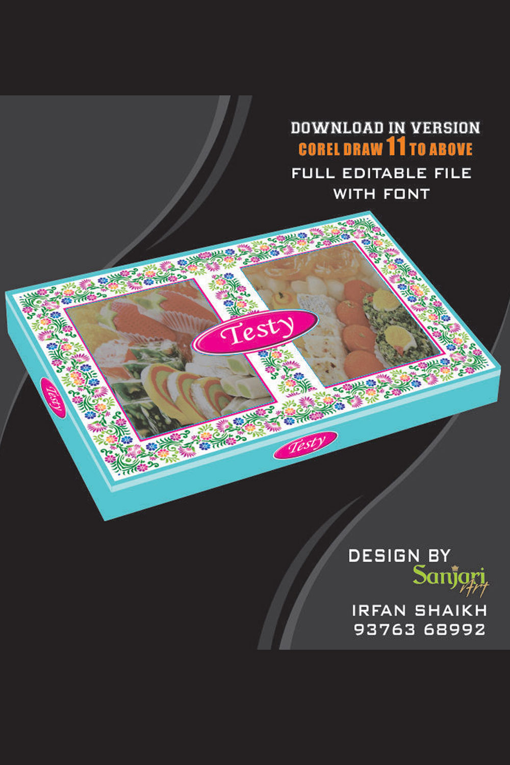 TREDITIONAL SWEET BOX DESIGN CDR FILE DOWNLOAD VERSION- COREL DRAW 11 TO ABOVE FULL EDITABLE WITH FONT pinterest preview image.