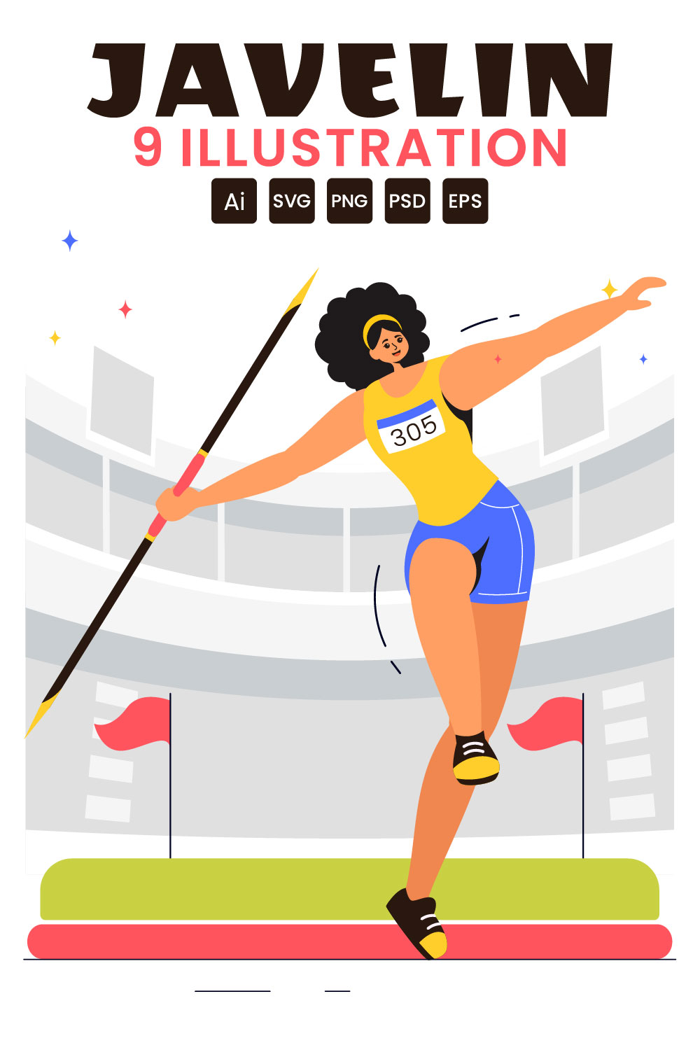 9 Javelin Throw Sports Illustration pinterest preview image.