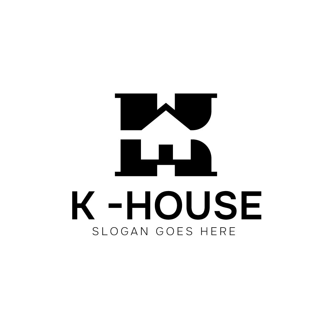 House icon with K letter- home creative logo design preview image.