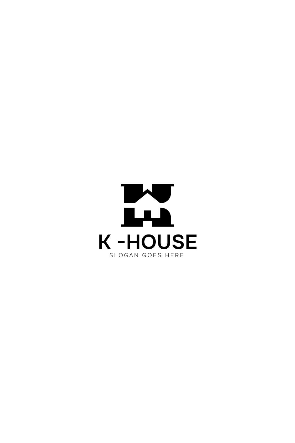 House icon with K letter- home creative logo design pinterest preview image.