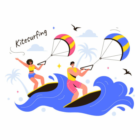 9 Kitesurfing Sport Illustration cover image.