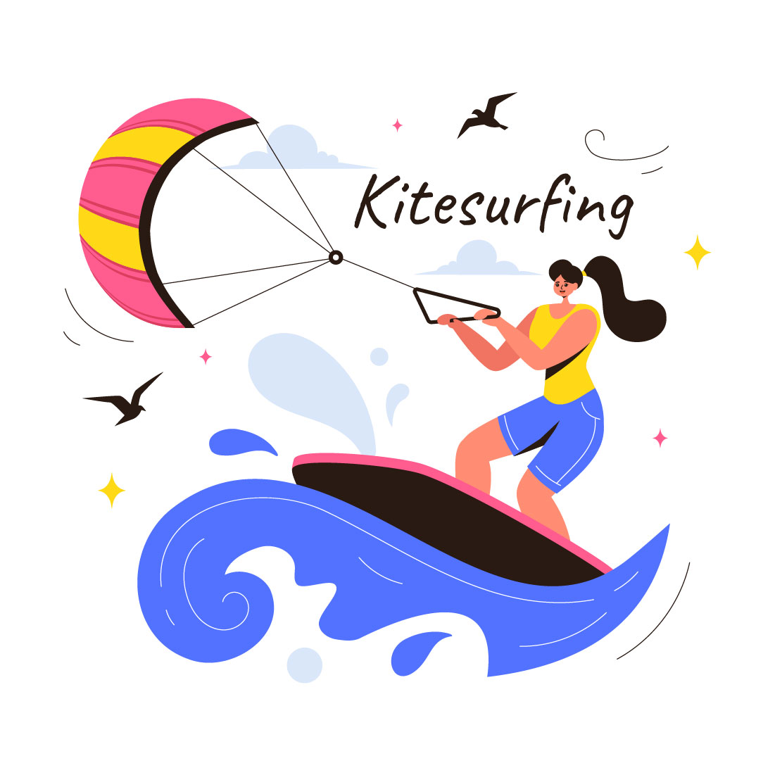 9 Kitesurfing Sport Illustration preview image.