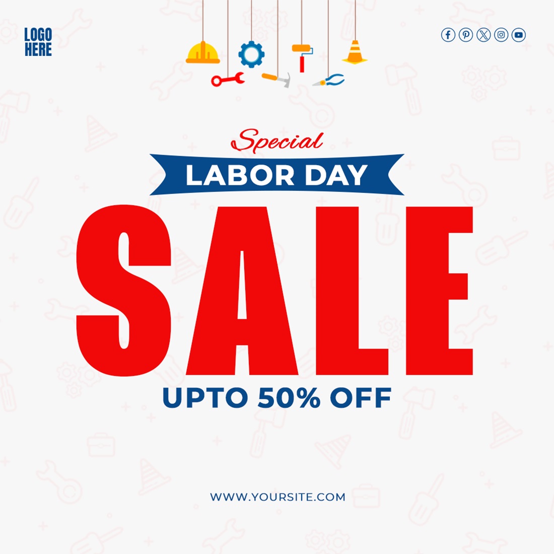 International Labour Day Sale Banner PSD Template Social Media preview image.