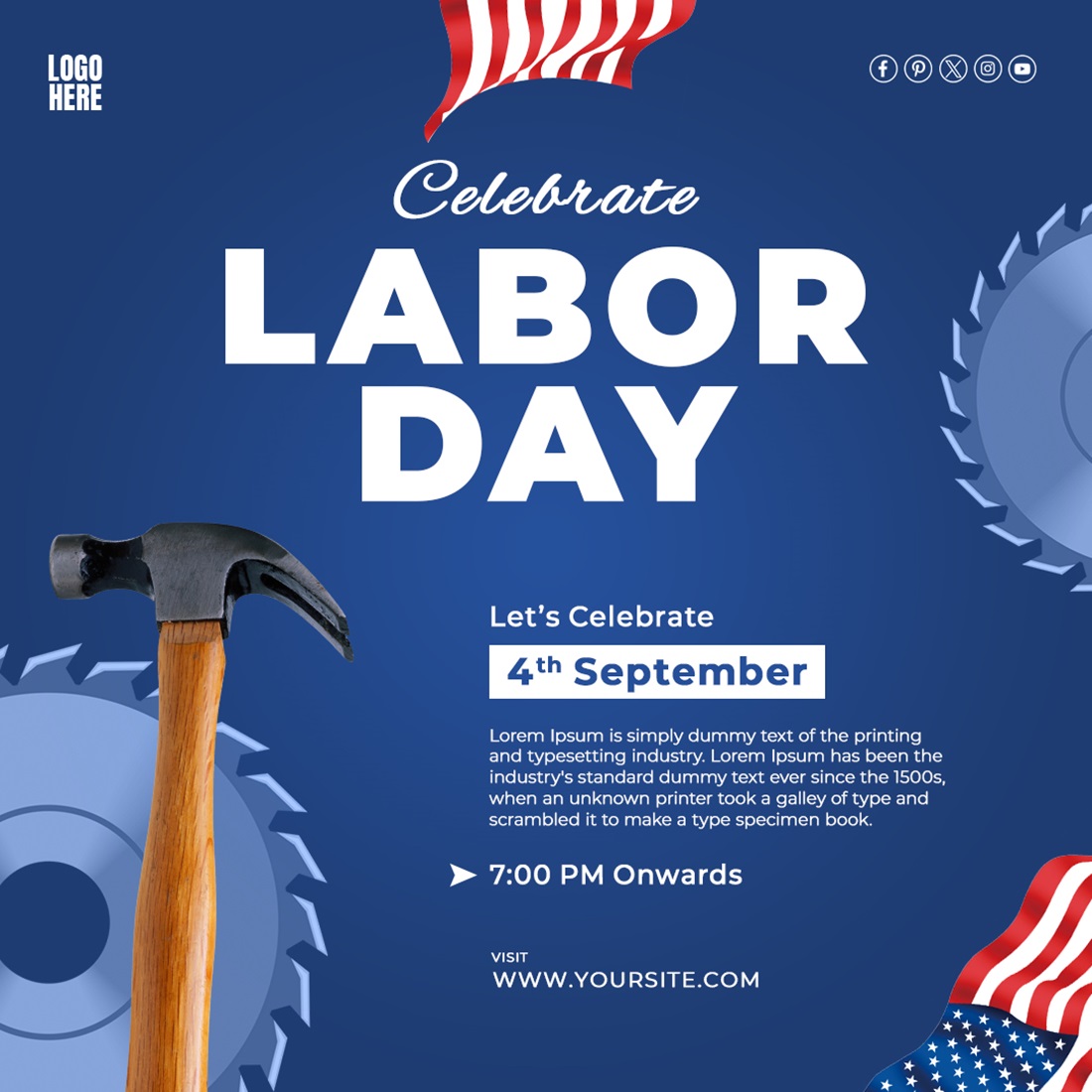 Labor Day Celebration PSD Template Us 2024 preview image.