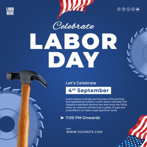 Labor Day Celebration PSD Template Us 2024 cover image.