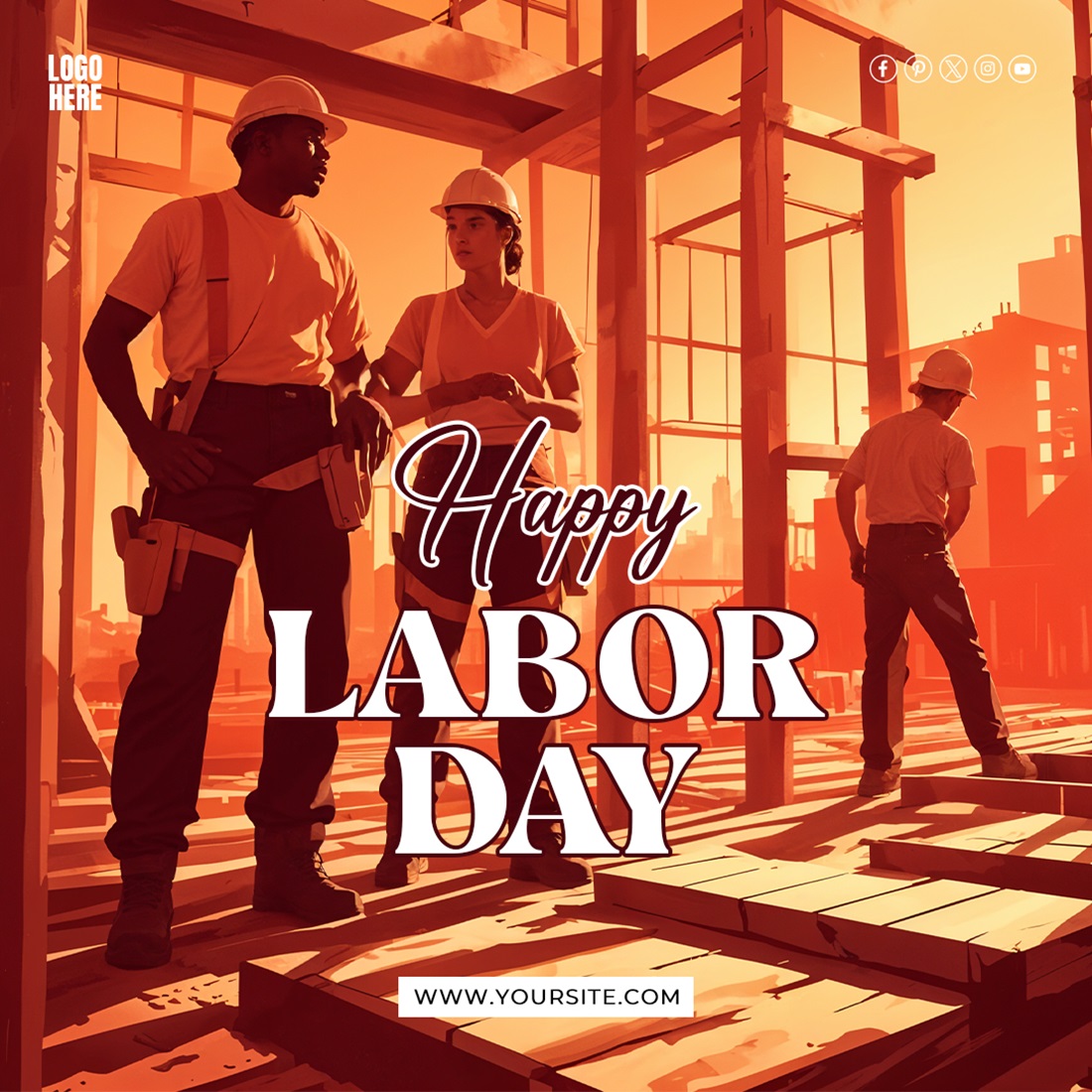 Labor Day Celebration PSD Template Social Media Design preview image.