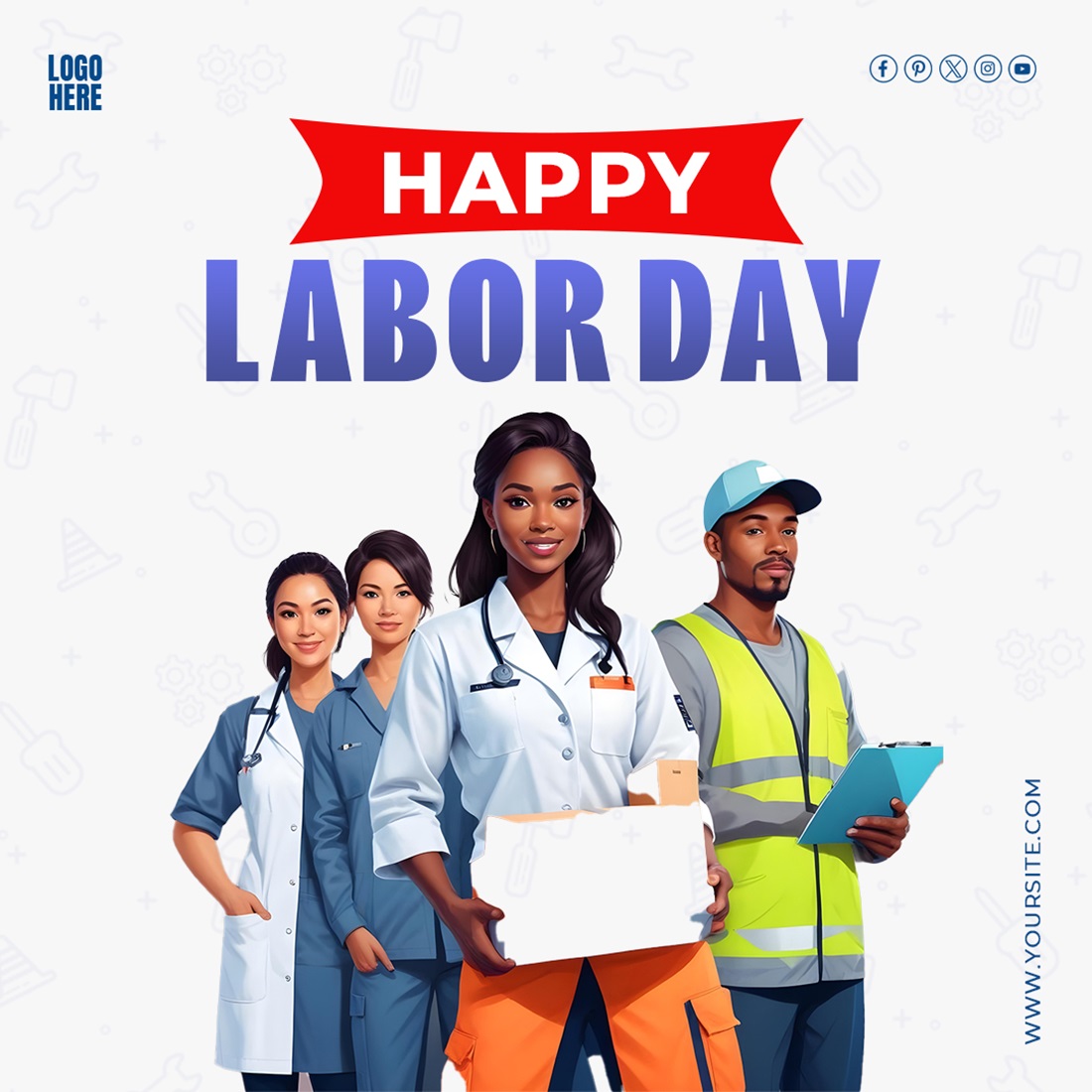 Labor Day Us PSD Template Design Social Media cover image.