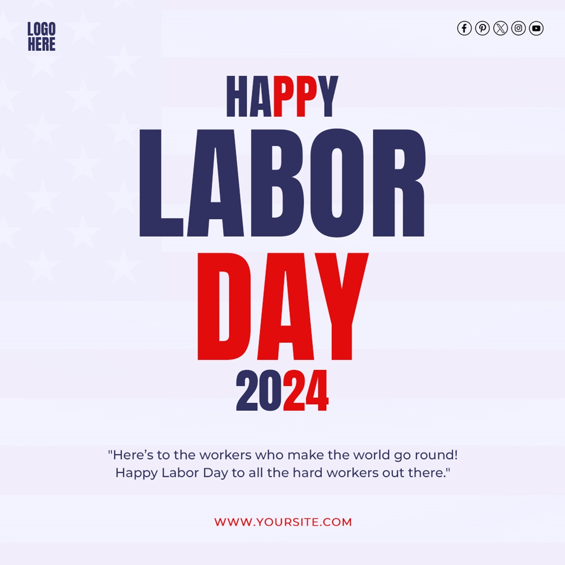 International Labour Day Banner PSD Template Social Media preview image.