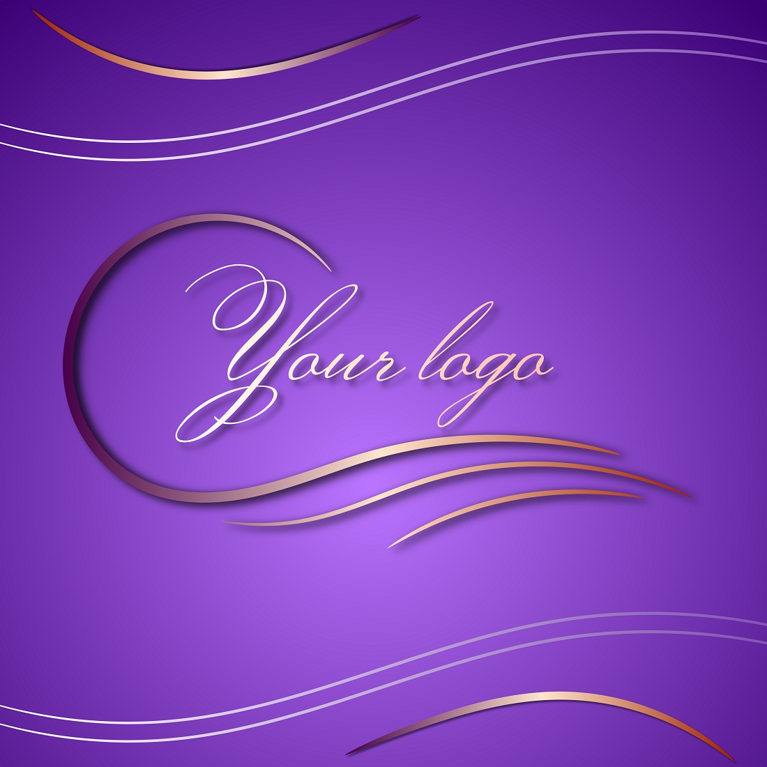 4 luxury logo template golden and purple background preview image.