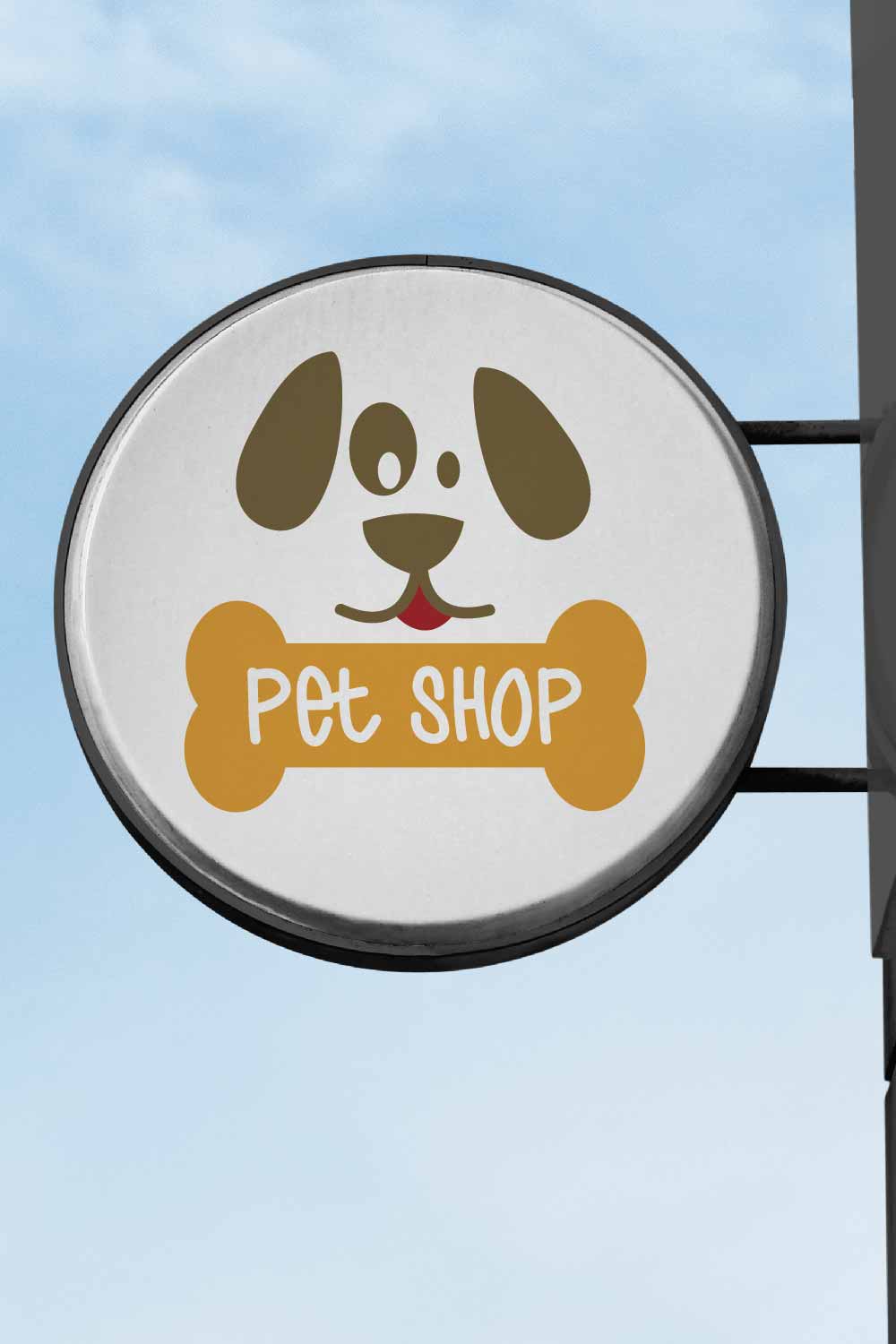 Dog and bone logo for petshop or veterinary pinterest preview image.