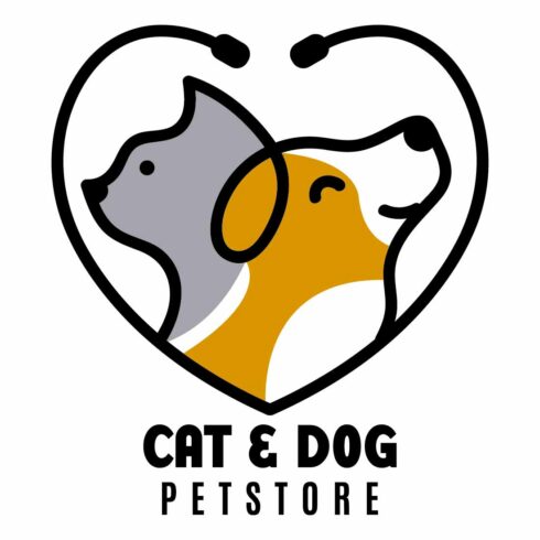 Dog and cat logo for veterinary or petshop cover image.