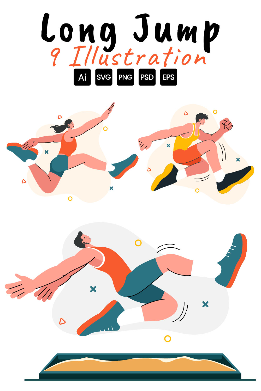 9 Long Jump Sport Illustration pinterest preview image.