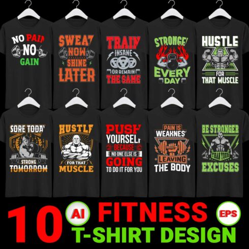 fitness gym t shirt design template cover image.