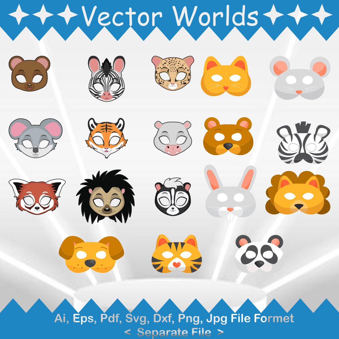 Animals Mask SVG Vector Design preview image.