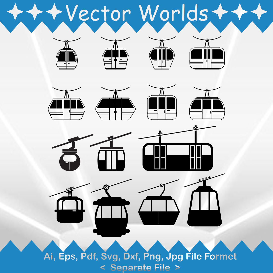 Cable Car SVG Vector Design preview image.
