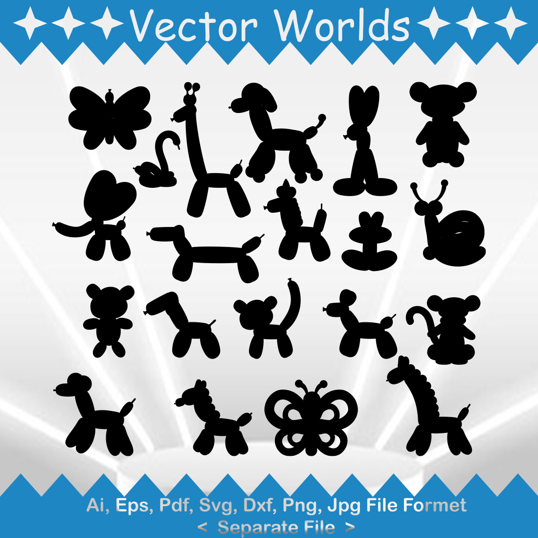 Animals Balloon SVG Vector Design preview image.