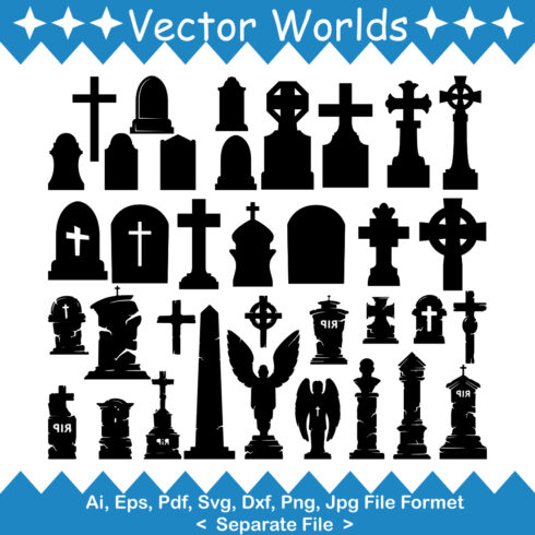 Halloween Tombstones SVG Vector Design cover image.