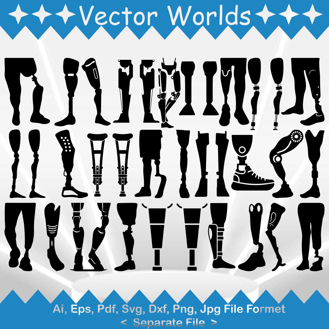 Prosthetic Leg SVG Vector Design preview image.