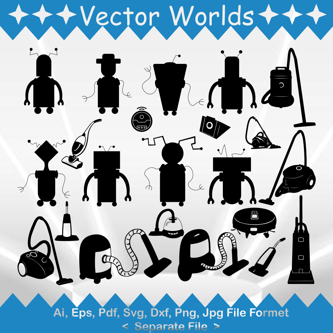 Vacuum Robot SVG Vector Design preview image.