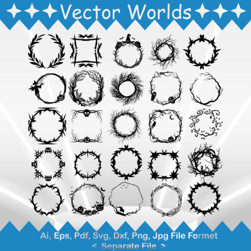 Creepy Black Branch Wreath SVG Vector Design cover image.