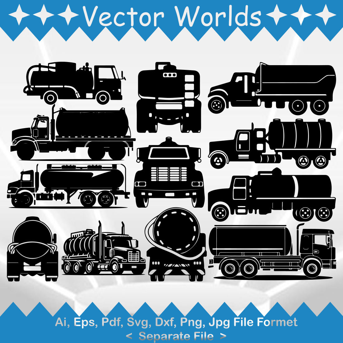 Septic Trucks SVG Vector Design preview image.