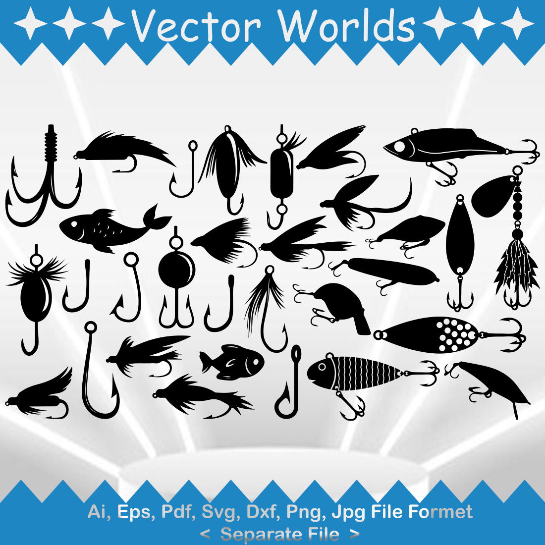 Fishing Lure SVG Vector Design preview image.