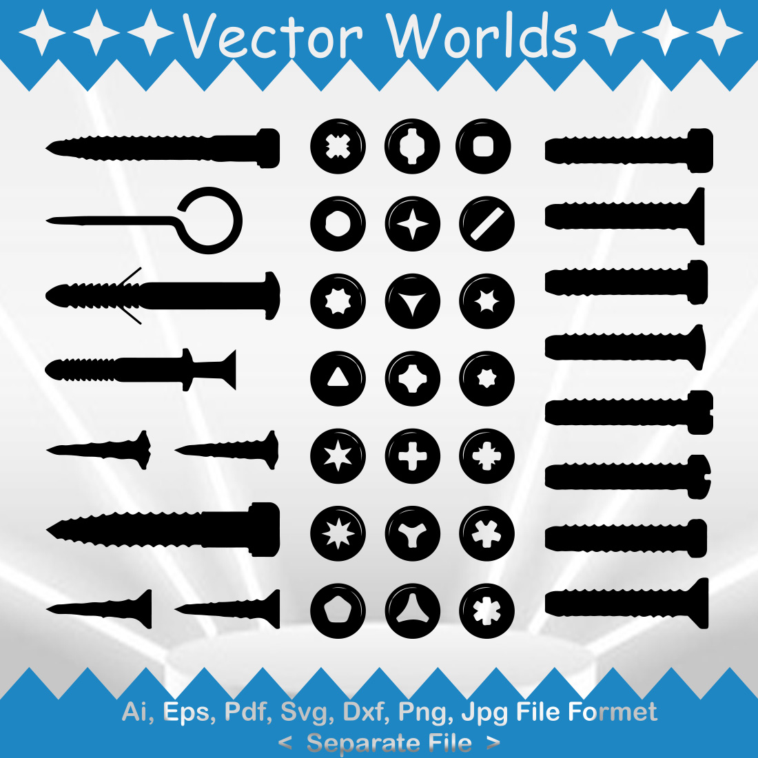 Bolt Screw SVG Vector Design preview image.