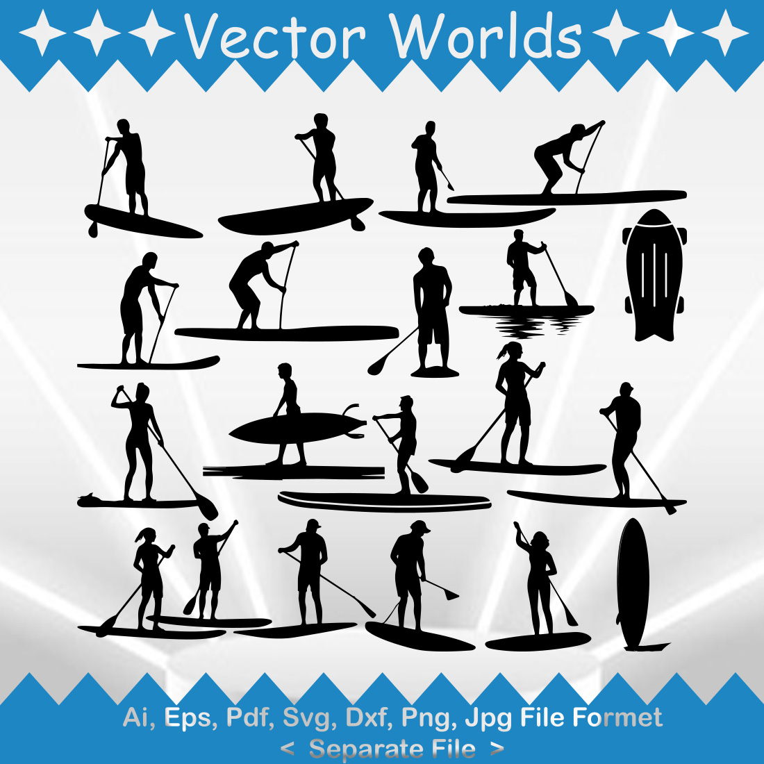 Paddle Surfboard SVG Vector Design cover image.