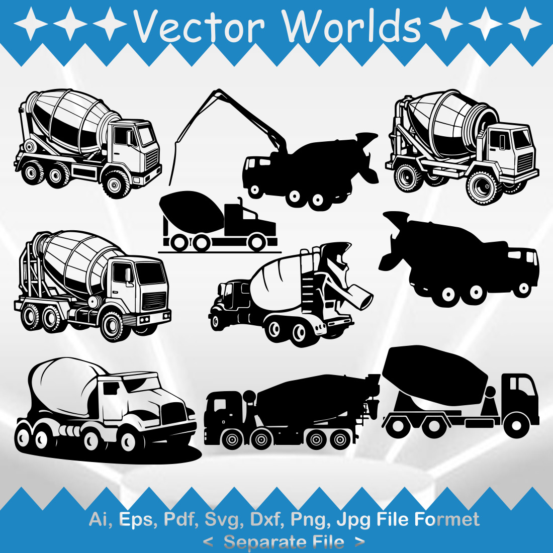 Concrete Truck SVG Vector Design cover image.
