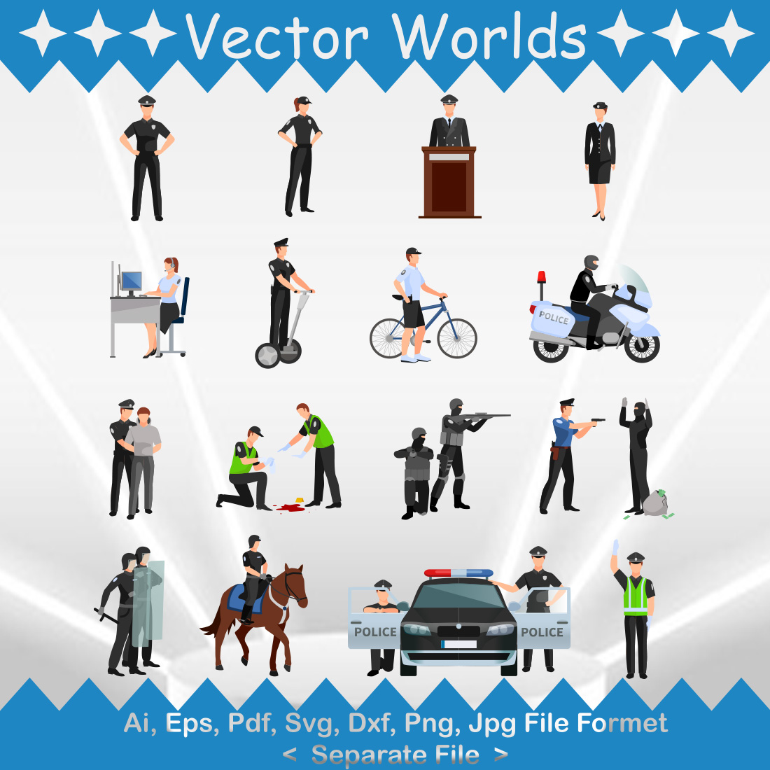 Police Protect SVG Vector Design preview image.