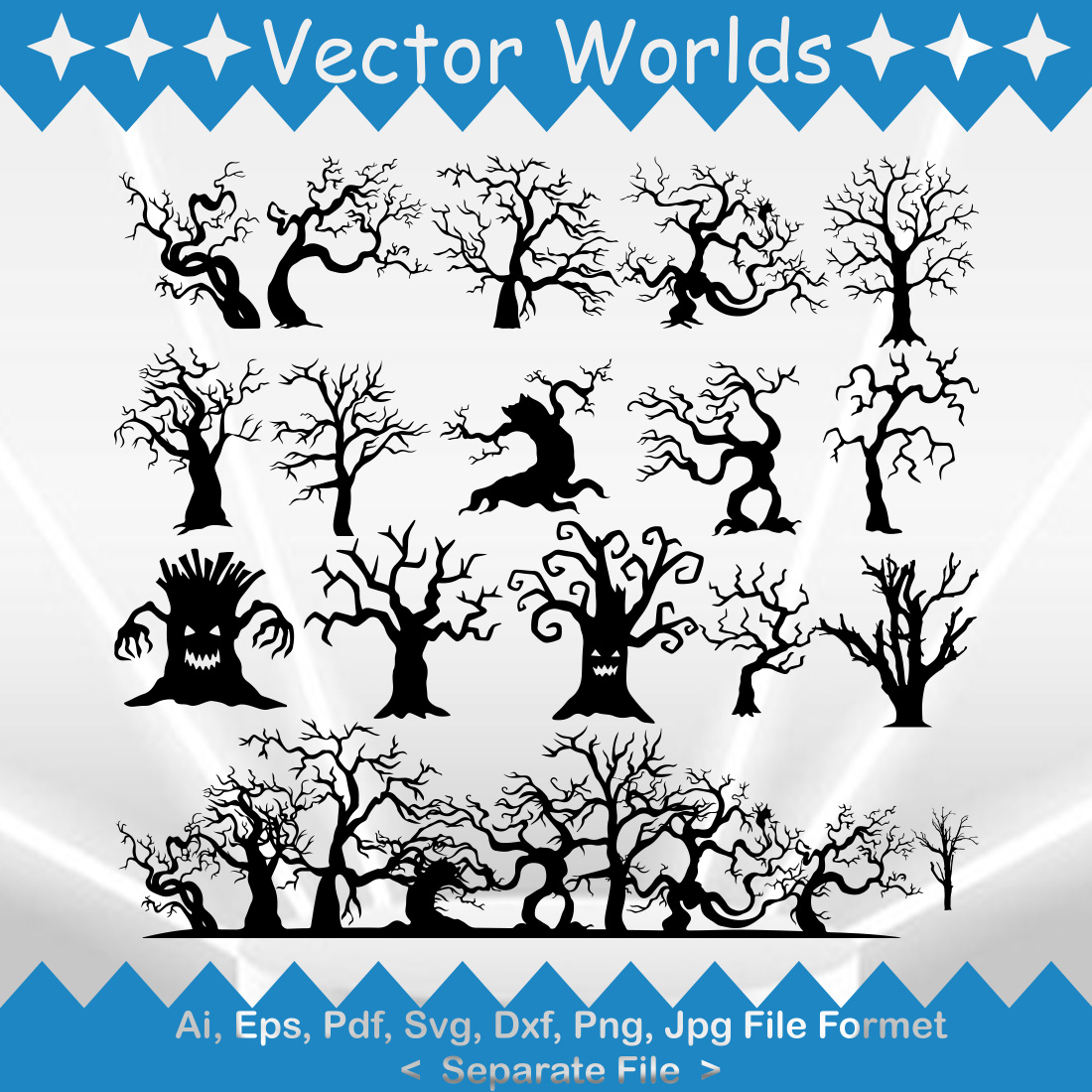 Scary Tree Branches SVG Vector Design cover image.