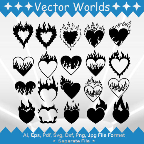 Fire Heart SVG Vector Design cover image.