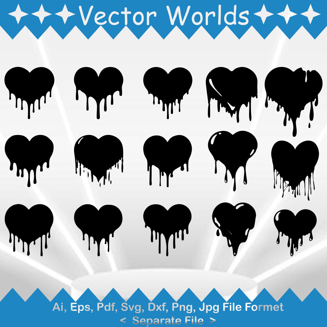 Melting Heart SVG Vector Design preview image.