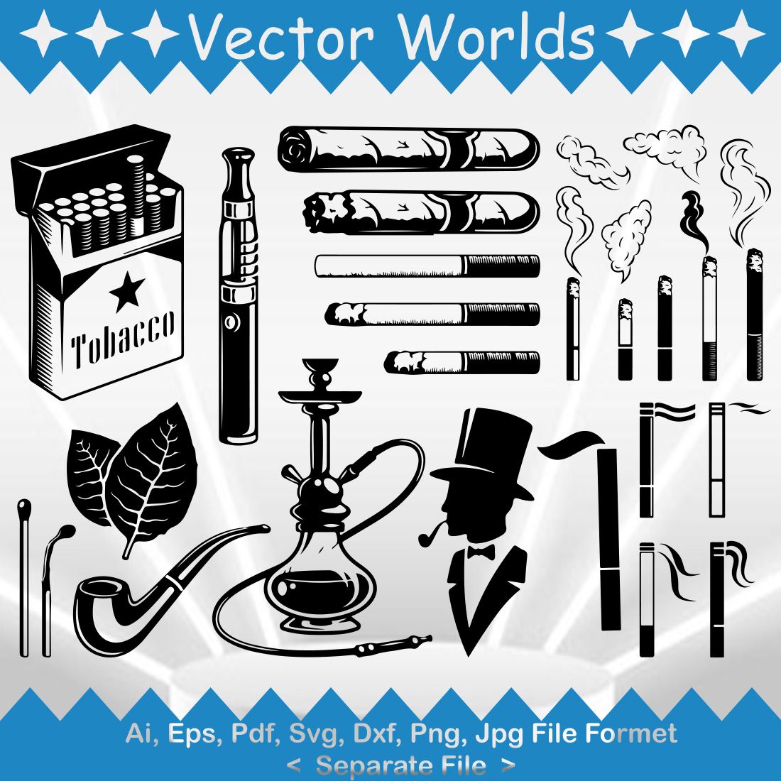 Cigarette SVG Vector Design preview image.