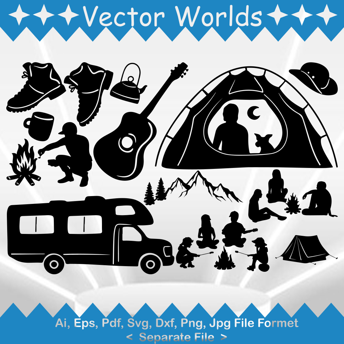 People Campfire SVG Vector Design preview image.