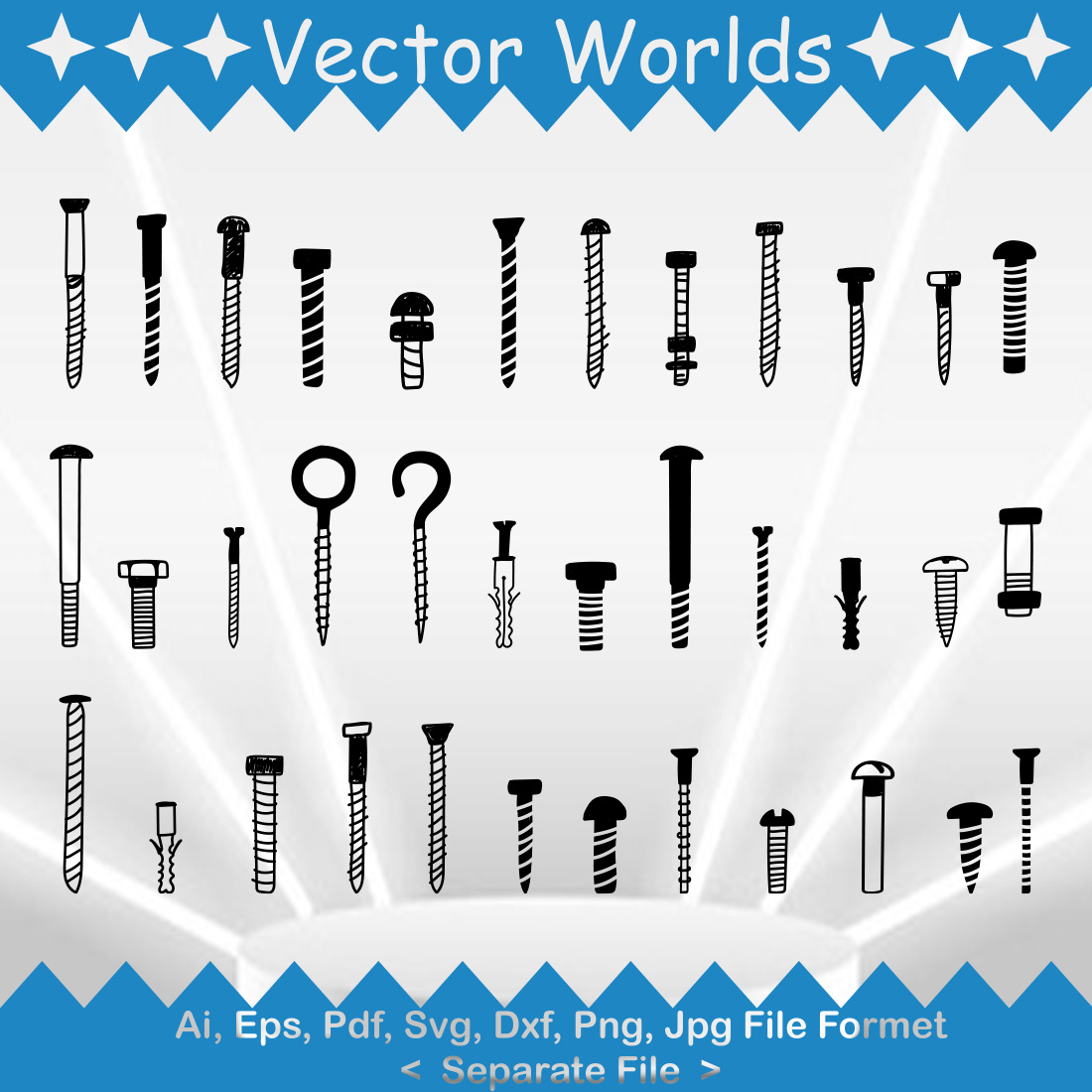 Screw SVG Vector Design cover image.