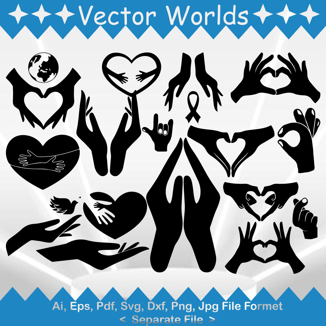 Love Hand SVG Vector Design preview image.