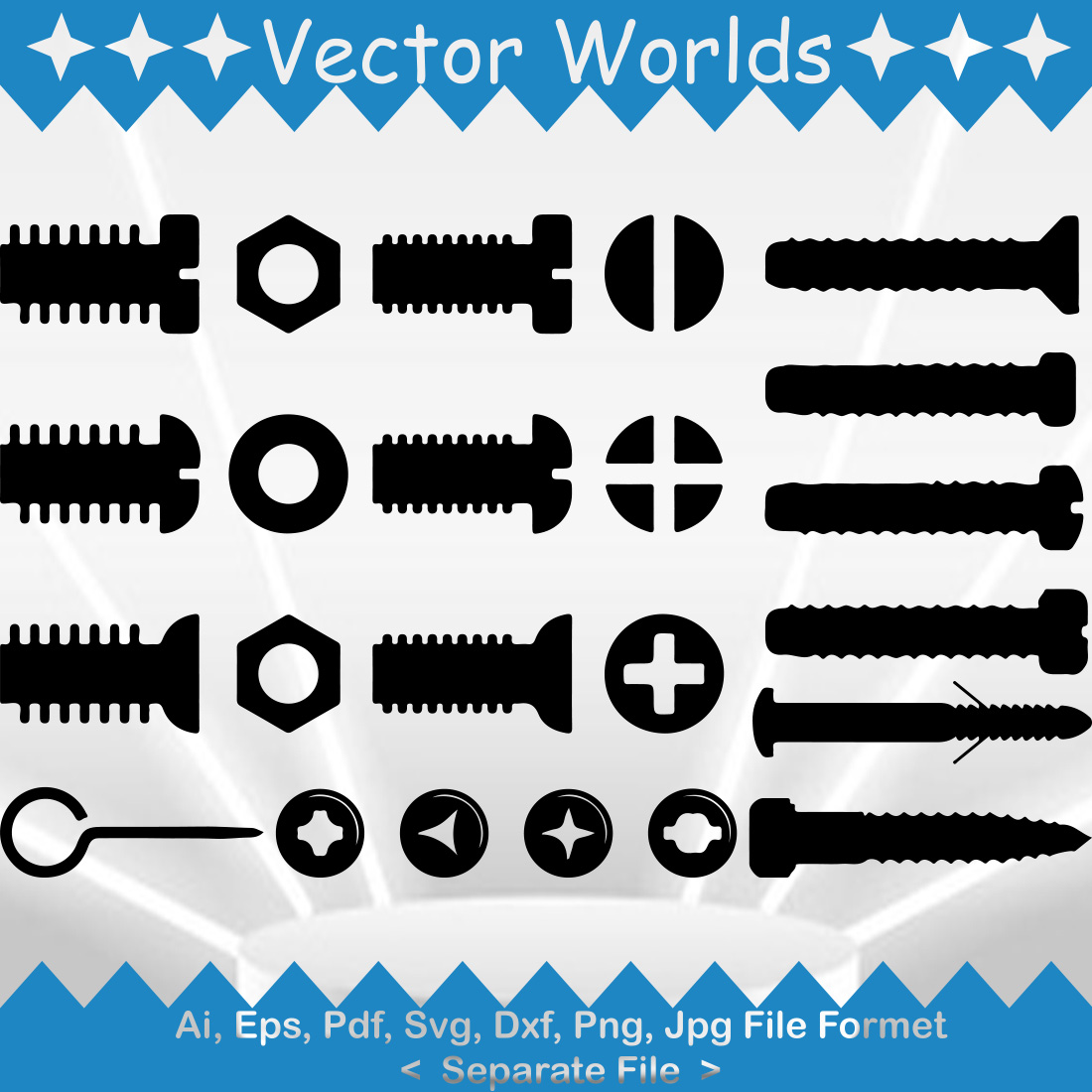 Bolt Screw SVG Vector Design preview image.