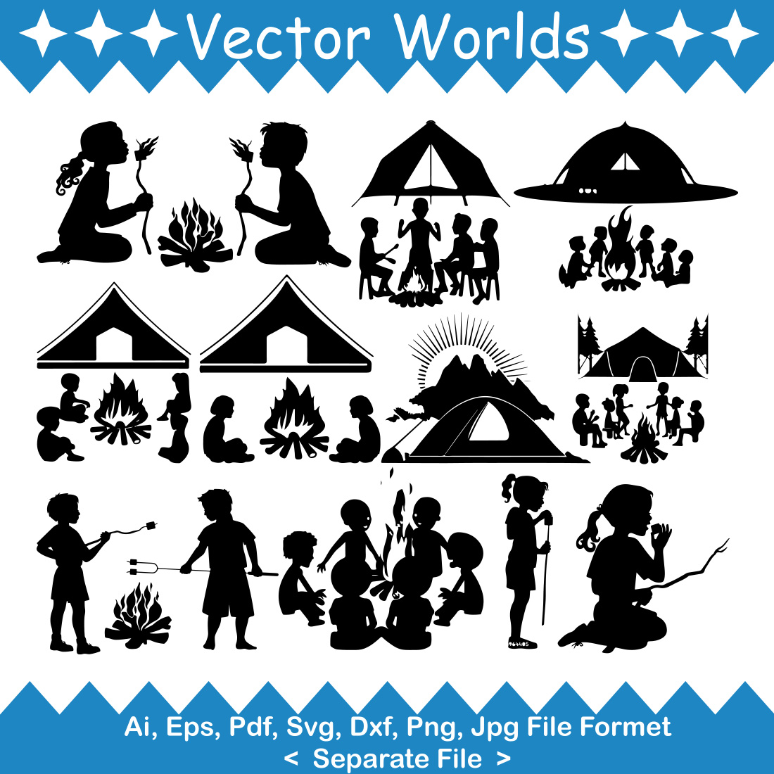 Kids Camp Fire SVG Vector Design preview image.