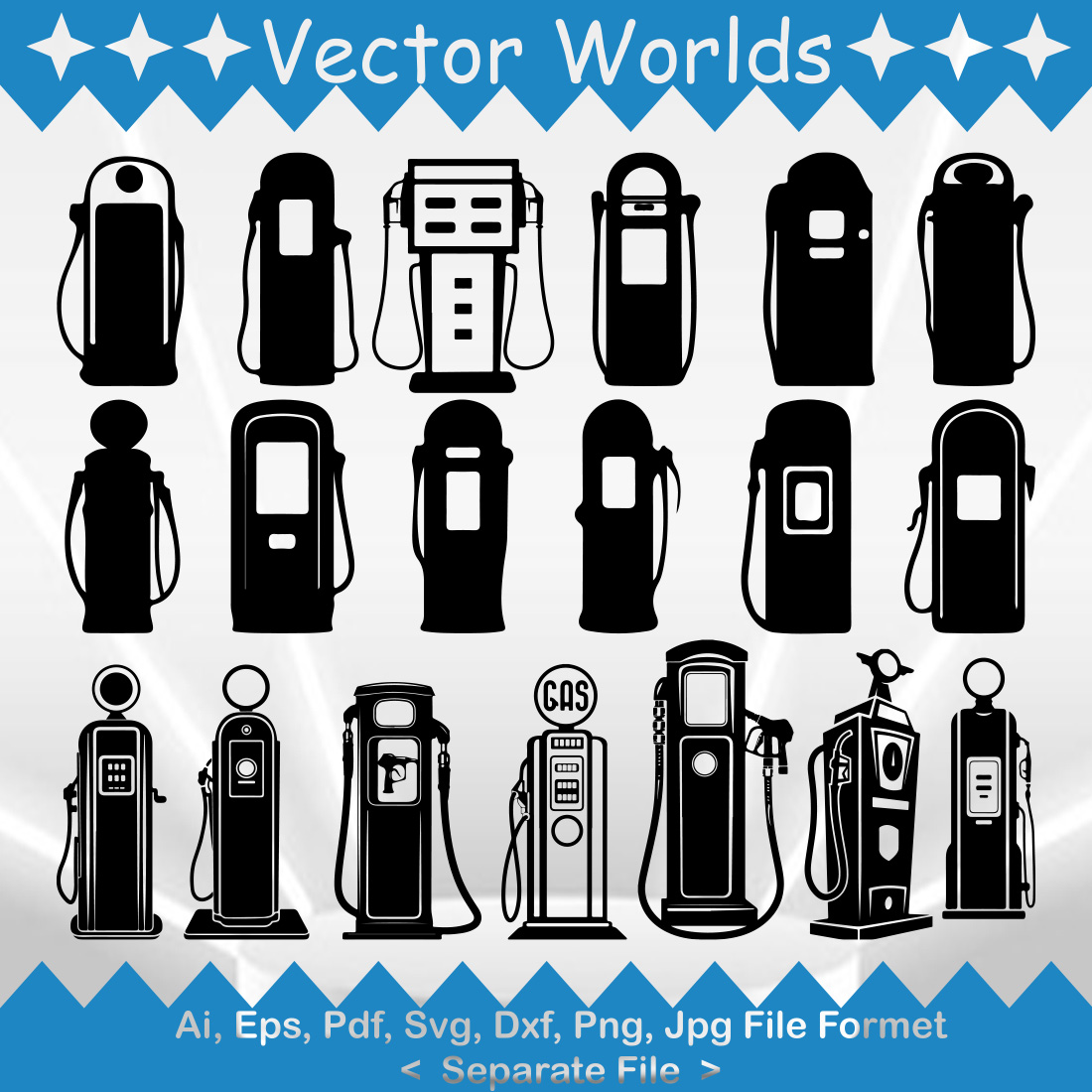 Old Gas Pump SVG Vector Design preview image.