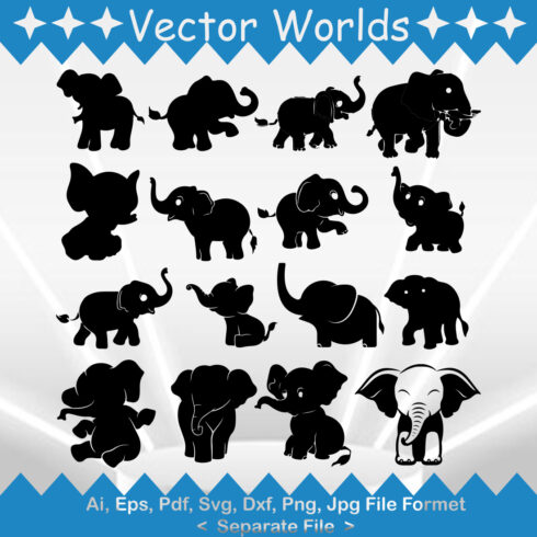 Baby Elephant SVG Vector Design cover image.