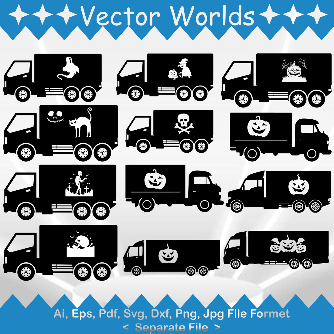 Halloween Truck SVG Vector Design preview image.