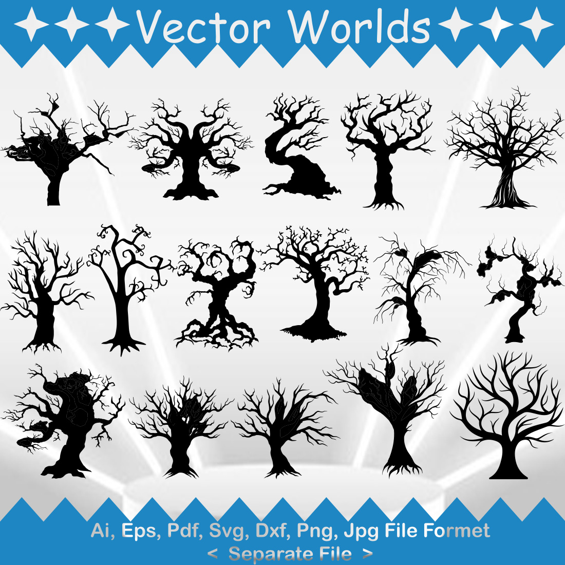 Old Tree SVG Vector Design preview image.