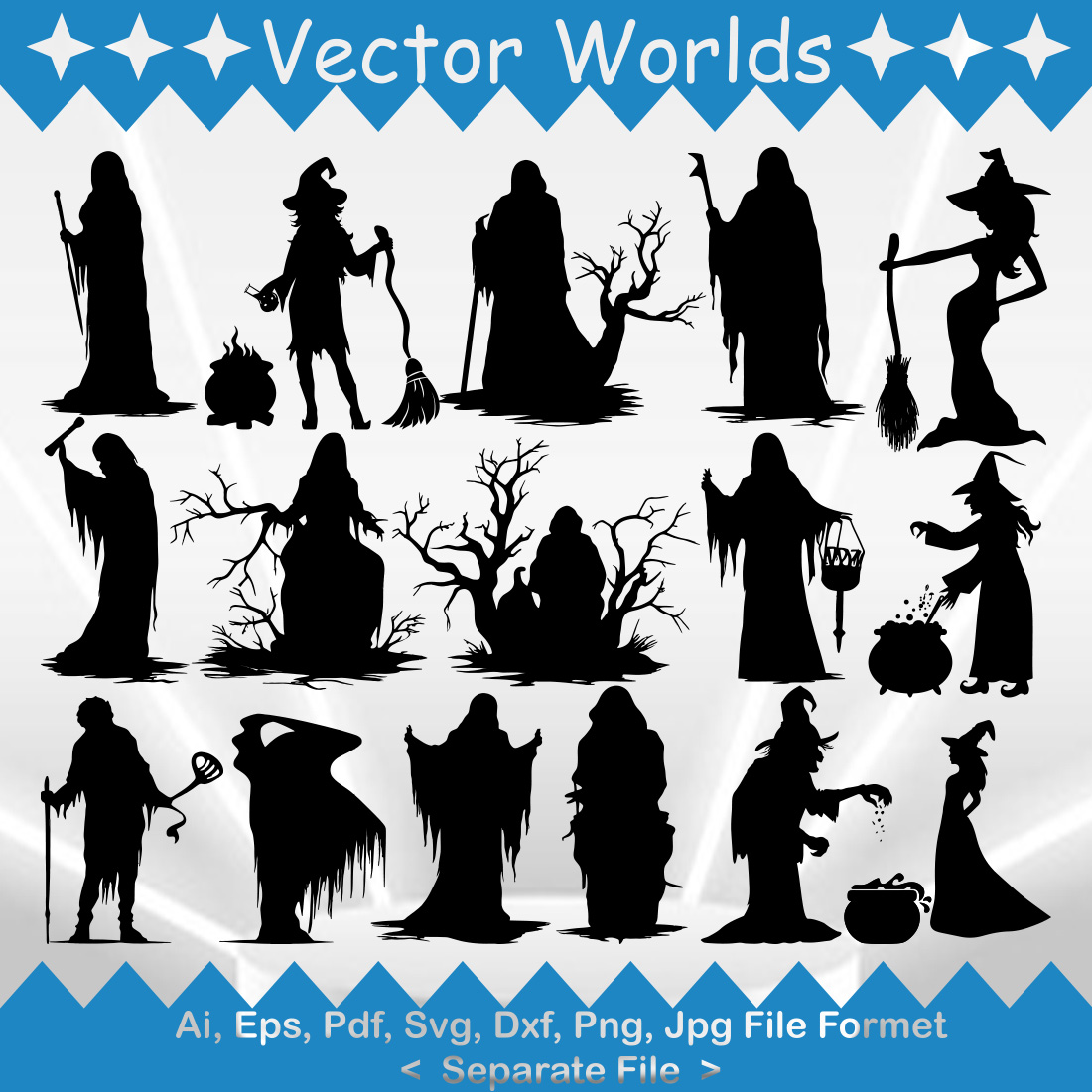 Halloween Witch SVG Vector Design preview image.