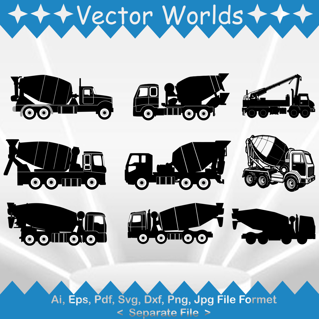 Concrete Pump Truck SVG Vector Design preview image.