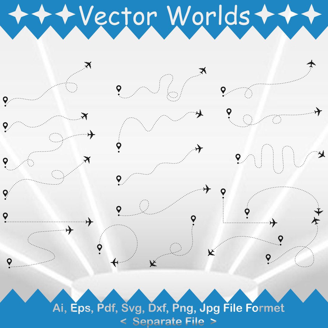 Airplane Location SVG Vector Design preview image.